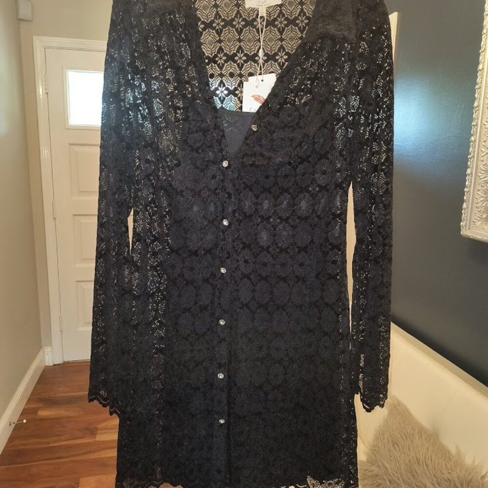 C&V Chelsea & Violet Lace Button Front Mini Dress